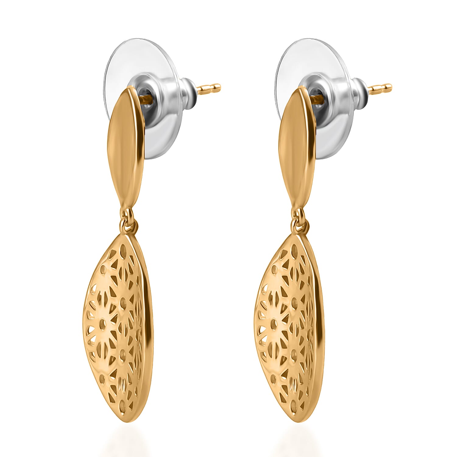 EverTrue Bronzella Collection Floral Filigree Drop Earrings in 18K Yellow Gold Plated Bronze