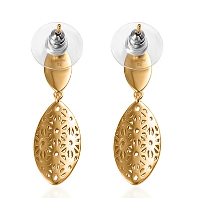 EverTrue Bronzella Collection Floral Filigree Drop Earrings in 18K Yellow Gold Plated Bronze