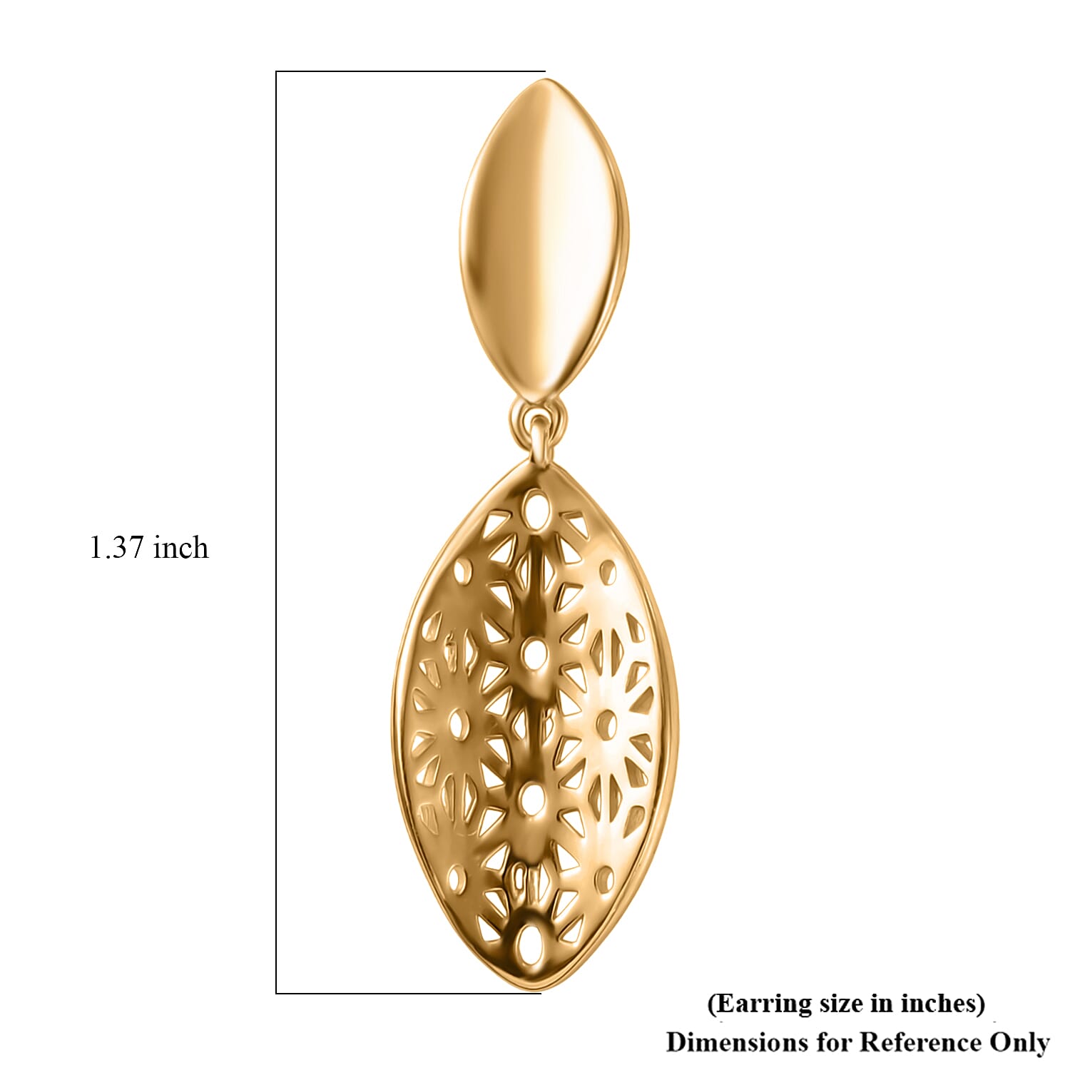 EverTrue Bronzella Collection Floral Filigree Drop Earrings in 18K Yellow Gold Plated Bronze