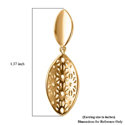EverTrue Bronzella Collection Floral Filigree Drop Earrings in 18K Yellow Gold Plated Bronze