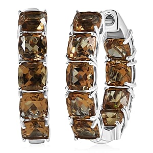 EverTrue Autumn Alexite 10.60 ctw Art Deco Hoop Earrings in Platinum Bond