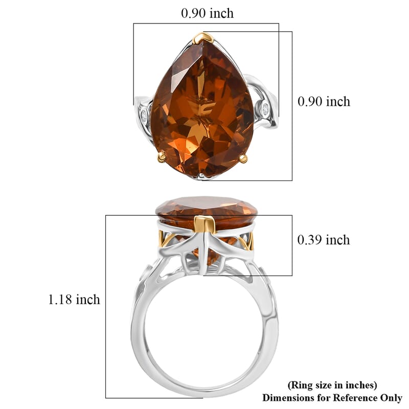 EverTrue Autumn Alexite and White Zircon 15.10 ctw Ring in 18K YG Plated and Platinum Bond (Size 10.0)