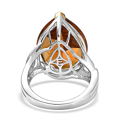 EverTrue Autumn Alexite and White Zircon 15.10 ctw Ring in 18K YG Plated and Platinum Bond (Size 7.0)