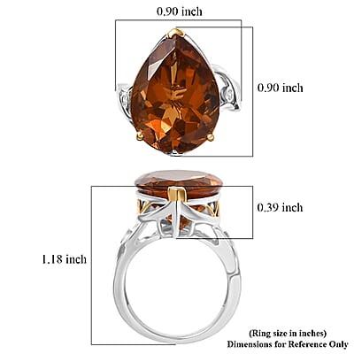 EverTrue Autumn Alexite and White Zircon 15.10 ctw Ring in 18K YG Plated and Platinum Bond (Size 7.0)