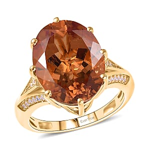 EverTrue Autumn Alexite and White Zircon 9.10 ctw Ring in 18K YG Plated (Size 10.0)