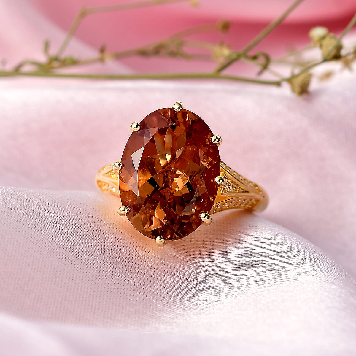 EverTrue Autumn Alexite and White Zircon 9.10 ctw Ring in 18K YG Plated (Size 10.0) image number 1