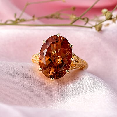 EverTrue Autumn Alexite, White Zircon Ring in 18K YG Plated 9.10 ctw (Size 10.0)