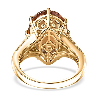 EverTrue Autumn Alexite, White Zircon Ring in 18K YG Plated 9.10 ctw (Size 10.0)