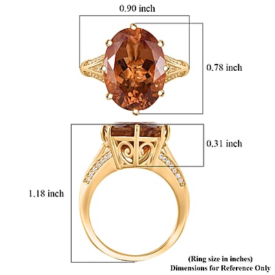 EverTrue Autumn Alexite, White Zircon Ring in 18K YG Plated 9.10 ctw (Size 10.0)