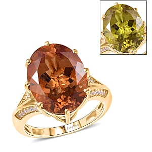 EverTrue Autumn Alexite, White Zircon Ring in 18K YG Plated 9.10 ctw (Size 5.0)