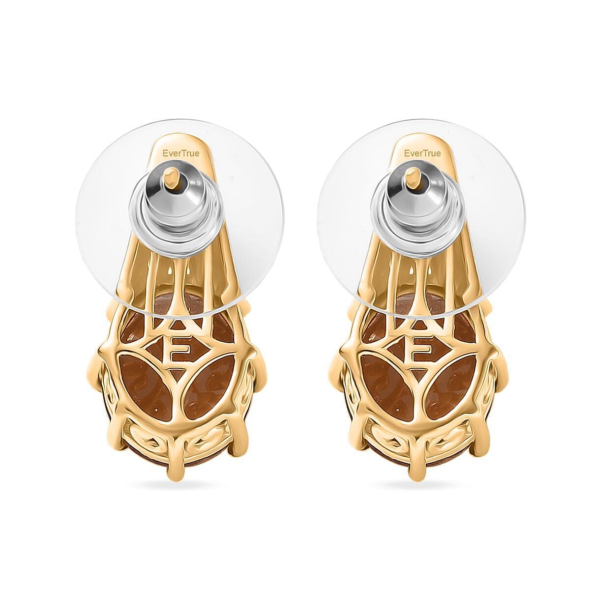 EverTrue Autumn Alexite and White Zircon 7.20 ctw Art Deco Earrings in 18K Yellow Gold Plated