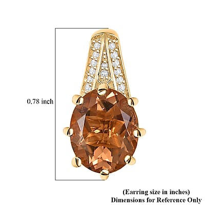 EverTrue Autumn Alexite and White Zircon 7.20 ctw Art Deco Earrings in 18K Yellow Gold Plated