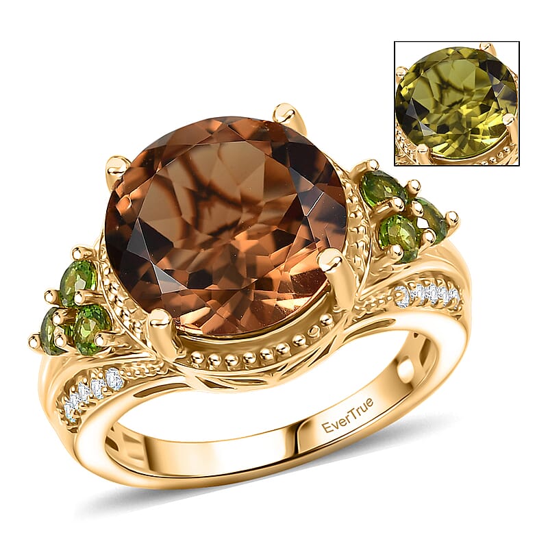 EverTrue Autumn Alexite, Multi Gemstone Ring in 18K YG Plated 3.85 ctw (Size 10.0)