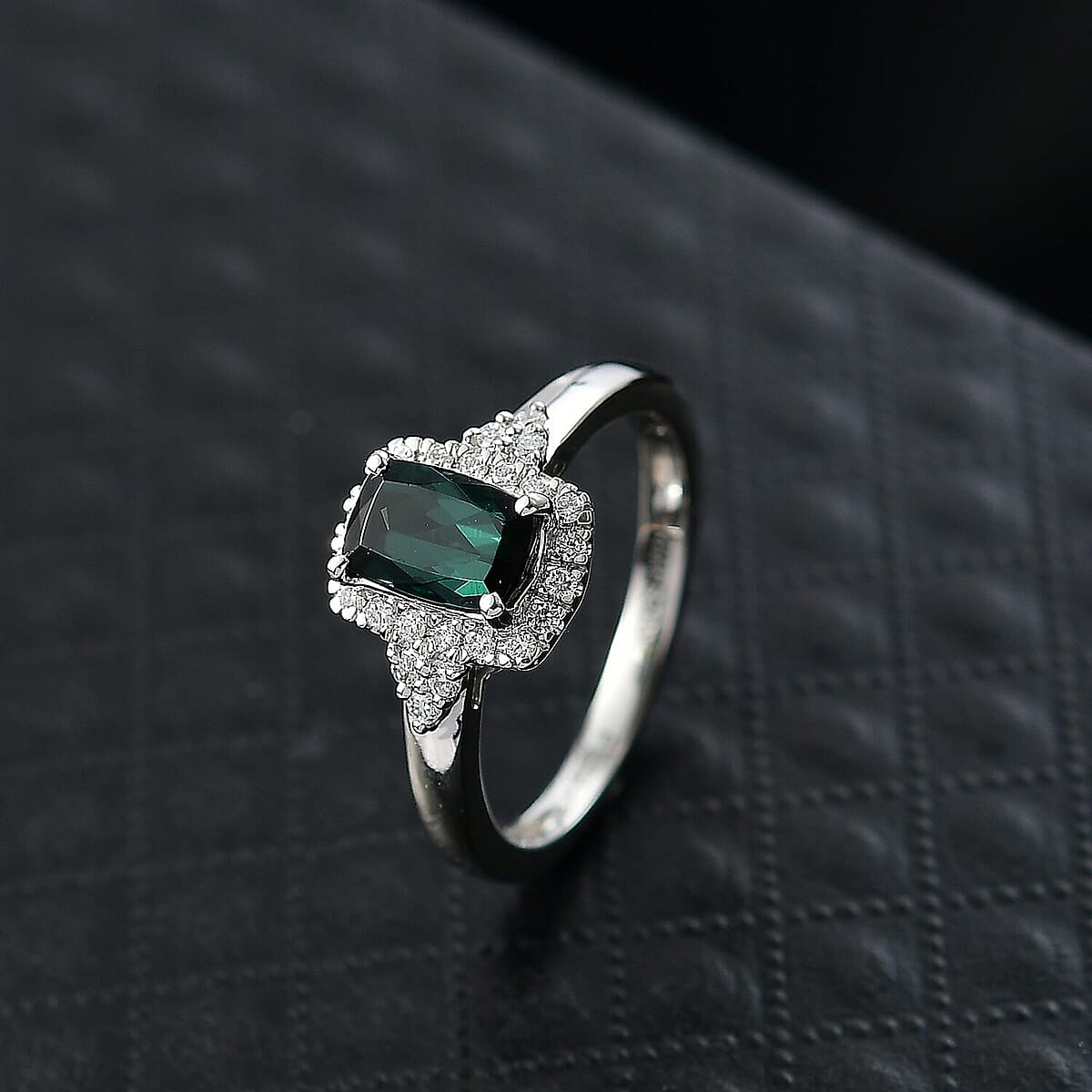 Certified & Appraised Rhapsody AAAA Monte Belo Indicolite and E-F VS Diamond 1.35 ctw Ring in 950 Platinum (Size  10.0) 5.83 Grams image number 1