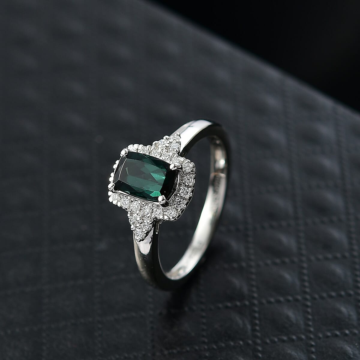 Certified & Appraised Rhapsody AAAA Monte Belo Indicolite and E-F VS Diamond 1.35 ctw Ring in 950 Platinum (Size 6.0) 5.83 Grams image number 1