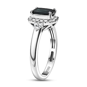 Certified & Appraised Rhapsody AAAA Monte Belo Indicolite and E-F VS Diamond 1.35 ctw Ring in 950 Platinum (Size 6.0) 5.83 Grams