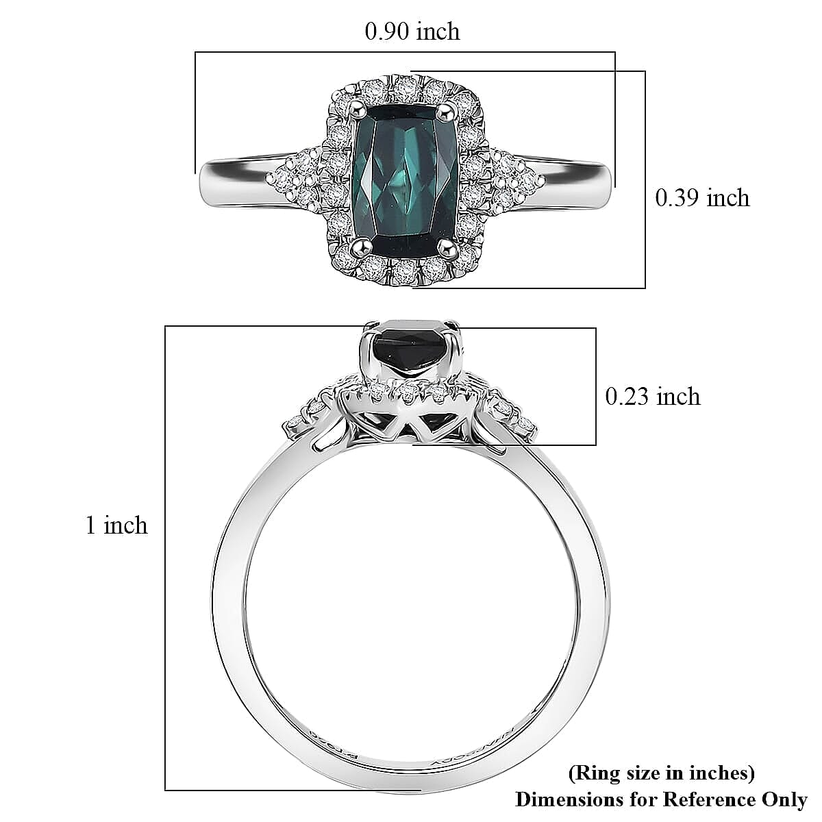 Certified & Appraised Rhapsody AAAA Monte Belo Indicolite and E-F VS Diamond 1.35 ctw Ring in 950 Platinum (Size  6.5)  5.83 Grams image number 5