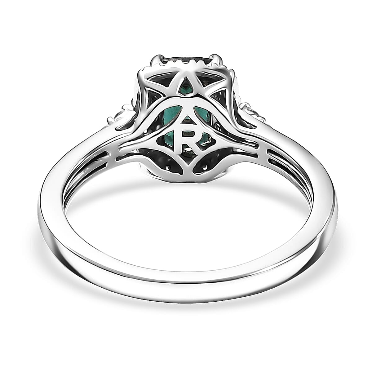 Certified & Appraised Rhapsody AAAA Monte Belo Indicolite and E-F VS Diamond 1.35 ctw Ring in 950 Platinum (Size  9.5)  5.83 Grams image number 4