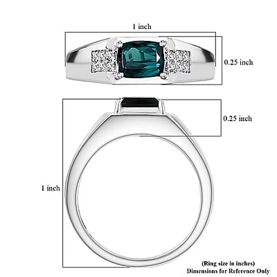 Certified & Appraised Luxoro AAA Monte Belo Indicolite and I2 Diamond 1.50 ctw Men's Ring in 10K White Gold (Size 11.0) 4.68 Grams