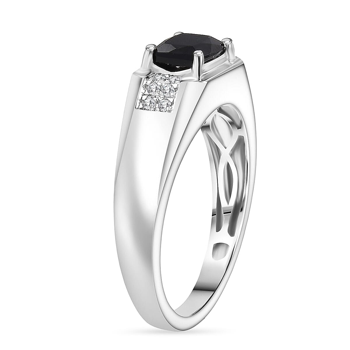 Doorbuster Certified & Appraised Luxoro 10K White Gold AAA Monte Belo Indicolite, Diamond (I2) Men's Ring (Size 10.0) (4.68 g) 1.50 ctw image number 3