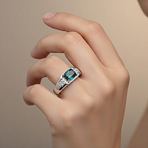  Certified & Appraised Luxoro AAA Monte Belo Indicolite and I2 Diamond 1.50 ctw Men's Ring in 10K White Gold (Size 9.0) 4.68 Grams