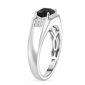  Certified & Appraised Luxoro AAA Monte Belo Indicolite and I2 Diamond 1.50 ctw Men's Ring in 10K White Gold (Size 9.0) 4.68 Grams