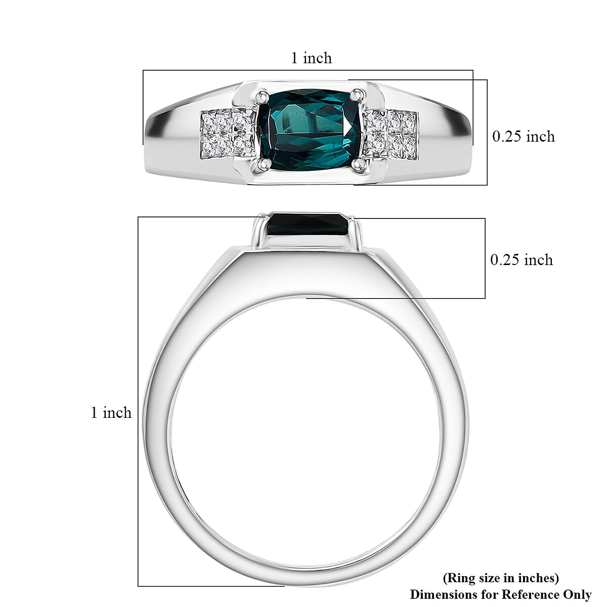  Certified & Appraised Luxoro AAA Monte Belo Indicolite and I2 Diamond 1.50 ctw Men's Ring in 10K White Gold (Size 9.0) 4.68 Grams image number 5