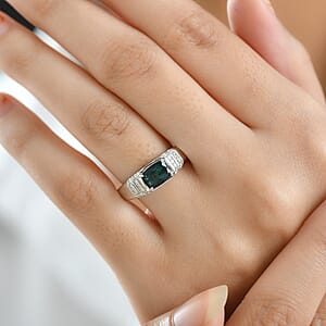 Doorbuster Certified & Appraised Luxoro AAA Monte Belo Indicolite and I2 Diamond 1.50 ctw Men's Ring in 10K White Gold (Size 10.0) 4.25 Grams