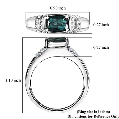 Certified & Appraised Luxoro AAA Monte Belo Indicolite and I2 Diamond 1.50 ctw Men's Ring in 10K White Gold (Size 11.0) 4.25 Grams