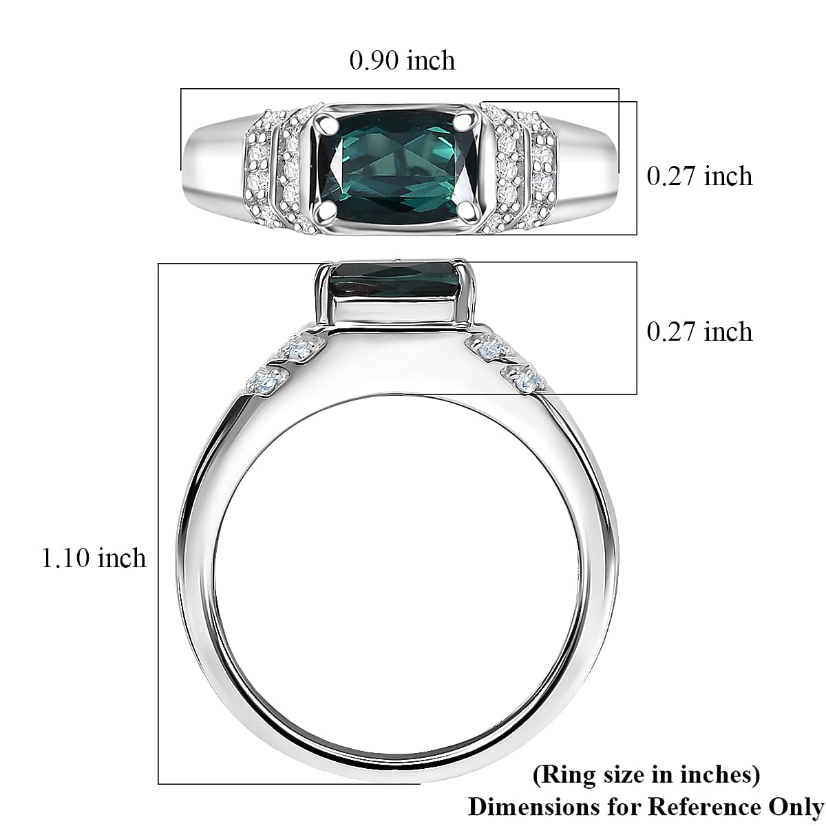 Doorbuster Certified & Appraised Luxoro AAA Monte Belo Indicolite and I2 Diamond 1.50 ctw Men's Ring in 10K White Gold (Size 8.0) 4.25 Grams image number 5