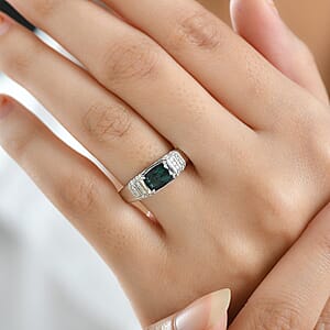 Certified & Appraised Luxoro AAA Monte Belo Indicolite and I2 Diamond 1.50 ctw Men's Ring in 10K White Gold 4.25 Grams