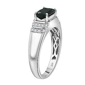 Certified & Appraised Luxoro AAA Monte Belo Indicolite and I2 Diamond 1.50 ctw Men's Ring in 10K White Gold 4.25 Grams