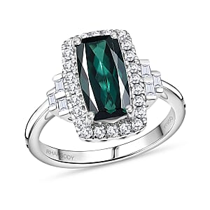Certified & Appraised Rhapsody AAAA Monte Belo Indicolite and E-F VS Diamond 2.20 ctw Ring in 950 Platinum (Size 6.0) 6.75 Grams