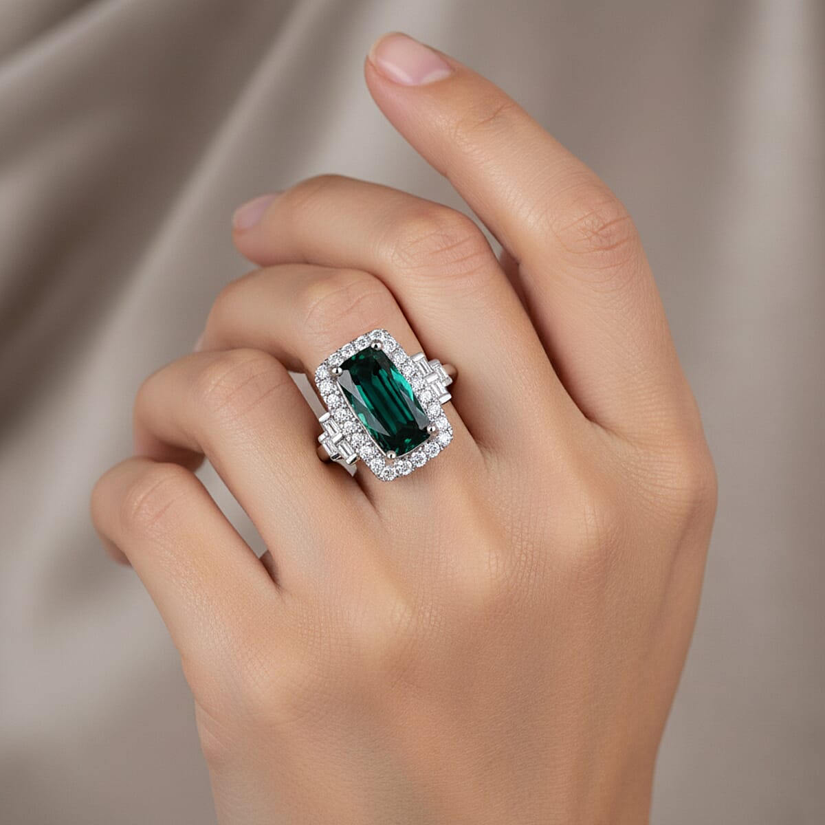 Certified & Appraised Rhapsody AAAA Monte Belo Indicolite and E-F VS Diamond 2.20 ctw Ring in 950 Platinum (Size 6.0) 6.75 Grams image number 2