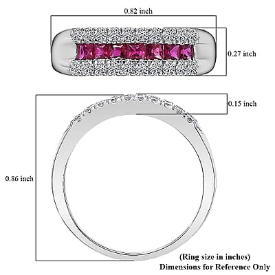 10K White Gold AAA Mozambique Ruby, Luxuriant Lab Grown Diamond (G-H, SI) (0.32 cts) Ring (Size 10.0) 1.15 ctw