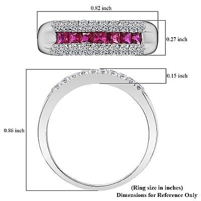 Certified & Appraised AAA Montepuez Ruby and Luxuriant Diamond G-H SI 1.15 ctw Band Ring in 10K White Gold (Size 8.0)