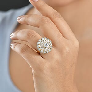 Doorbuster D'Joy Moissanite (Rnd 6mm) Ring in 18K Vermeil YG Over Sterling Silver (Size 10.0) 4.40 ctw