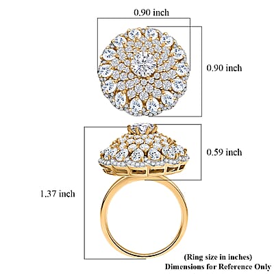 D'Joy Moissanite 4.40 ctw Ballerina Ring in 18K Vermeil Yellow Gold Over Sterling Silver (Size 6.0)