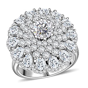 Doorbuster D'Joy Moissanite 4.40 ctw Ballerina Ring in Rhodium Over Sterling Silver (Size 10.0)