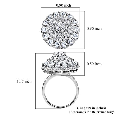D'Joy Moissanite (Rnd 6mm) Celestial Mandala Ring in Rhodium Over Sterling Silver (Size 5.0) 4.40 ctw