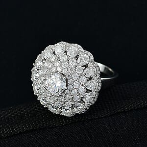  D'Joy Moissanite 4.40 ctw Ballerina Ring in Rhodium Over Sterling Silver (Size 6.0)
