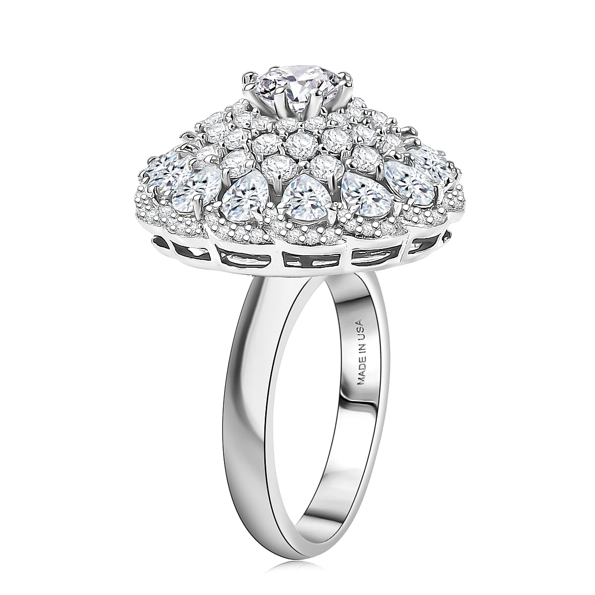  D'Joy Moissanite 4.40 ctw Ballerina Ring in Rhodium Over Sterling Silver (Size 6.0) image number 3