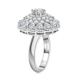 D'Joy Moissanite 4.40 ctw Ballerina Ring in Rhodium Over Sterling Silver (Size 6.0)