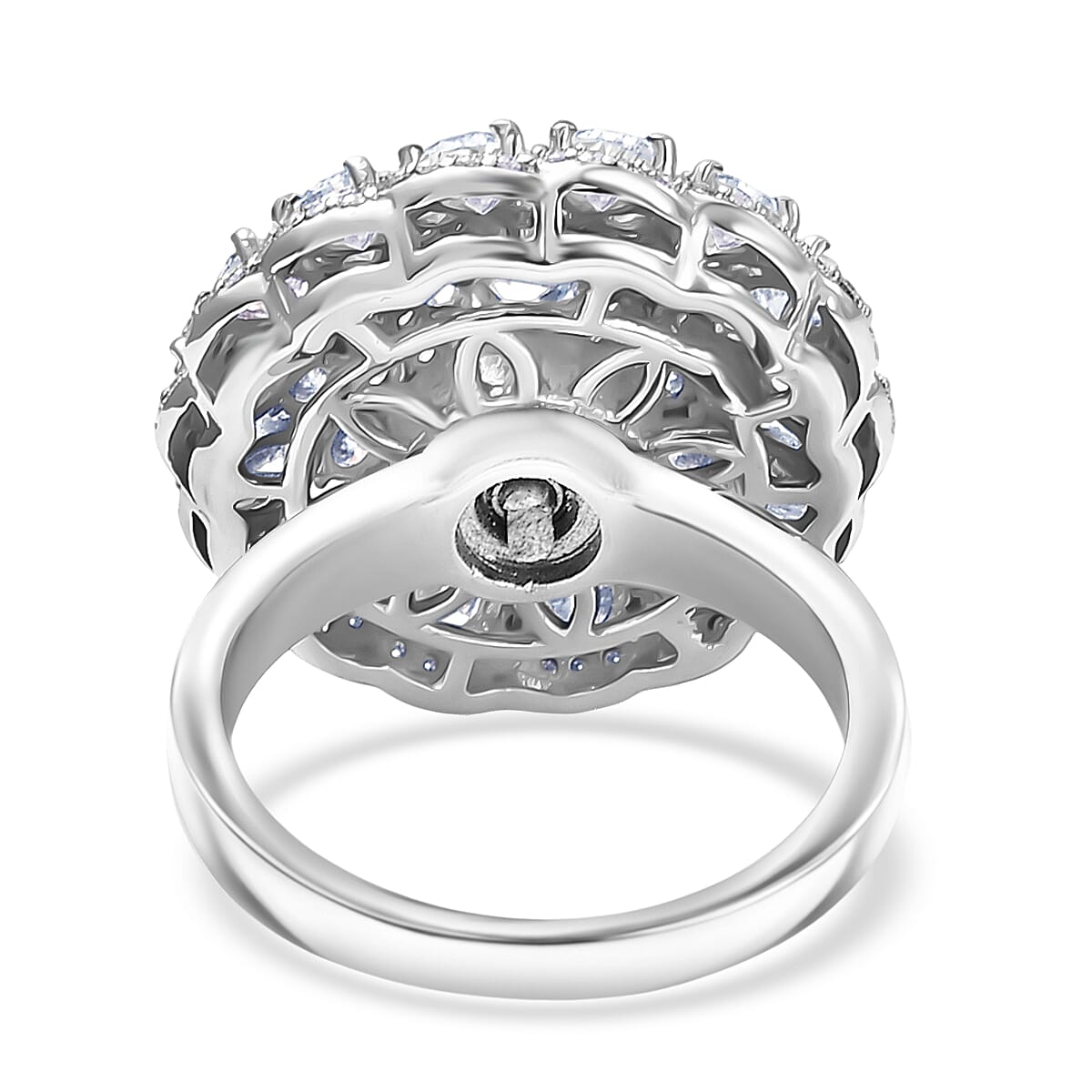  D'Joy Moissanite 4.40 ctw Ballerina Ring in Rhodium Over Sterling Silver (Size 6.0) image number 4