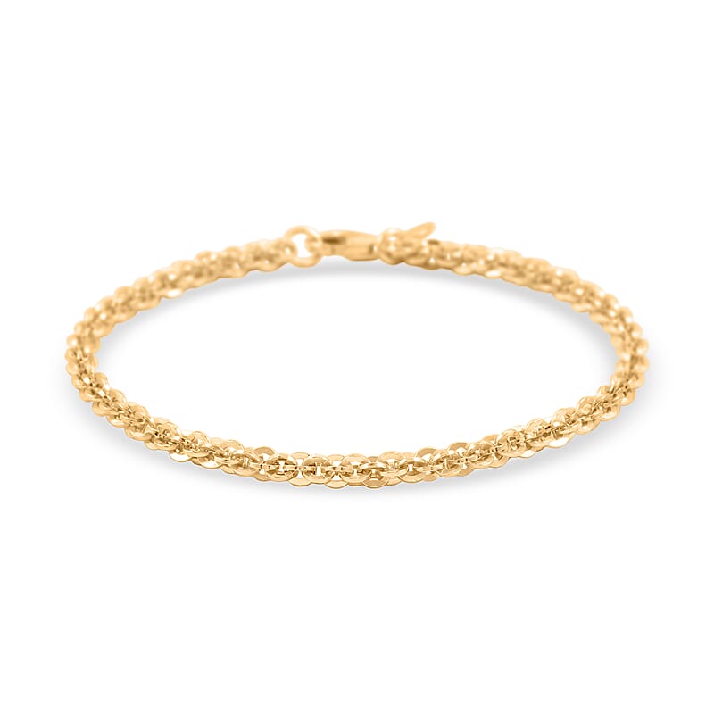 La Bella Italian Cristallino Chain Bracelet in 14K Yellow Gold Over Sterling Silver (7.50 In) 7 Grams
