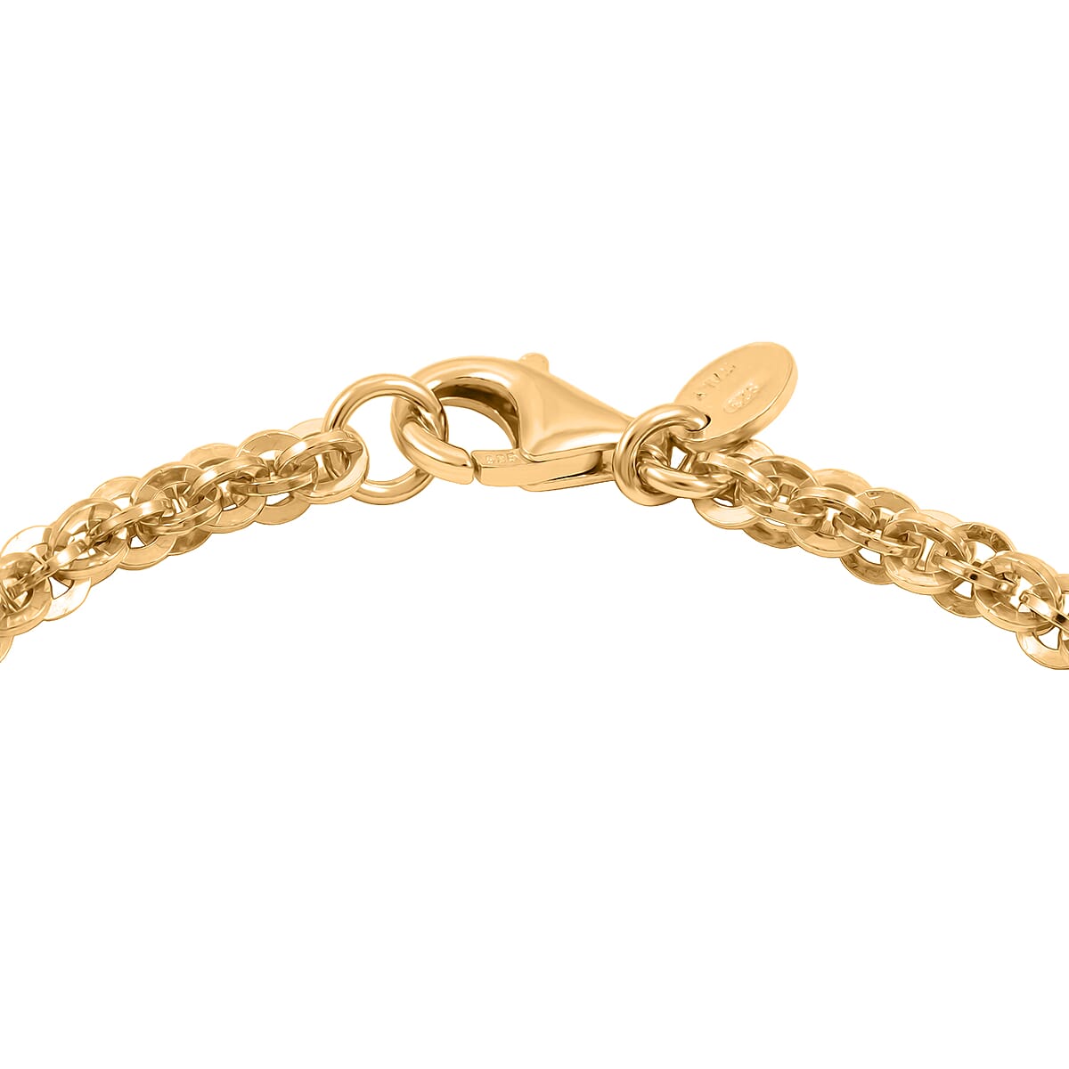 La Bella Italian Cristallino Chain Bracelet in 14K Yellow Gold Over Sterling Silver (7.50 In) 6.8 Grams image number 3