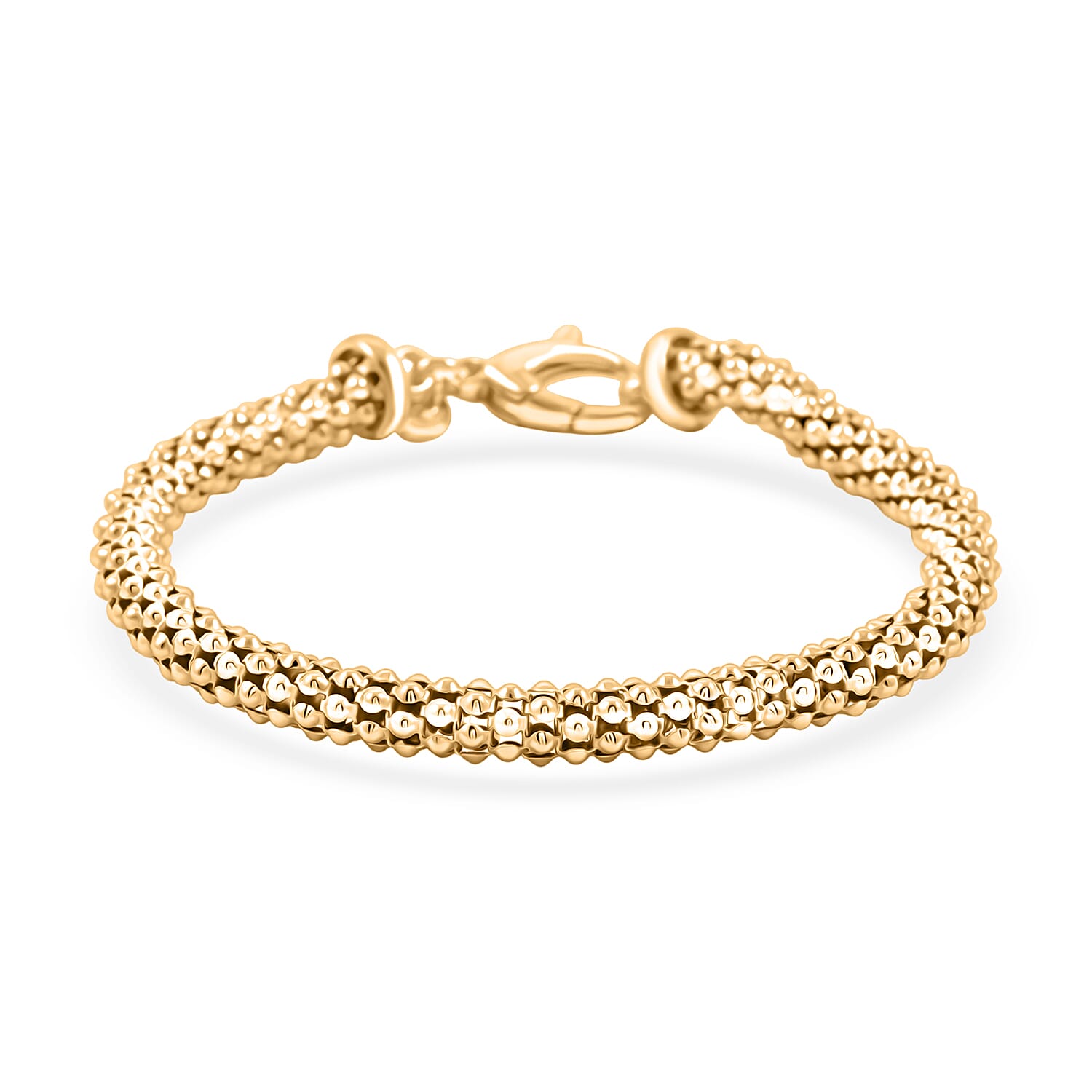 La Bella Italian Popcorn Chain Bracelet in 14K Yellow Gold Over Sterling Silver (8.00 In) 10.25 Grams