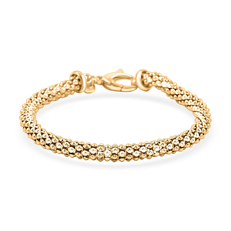 La Bella Italian Popcorn Chain Bracelet in 14K Yellow Gold Over Sterling Silver (8.00 In) 10.25 Grams
