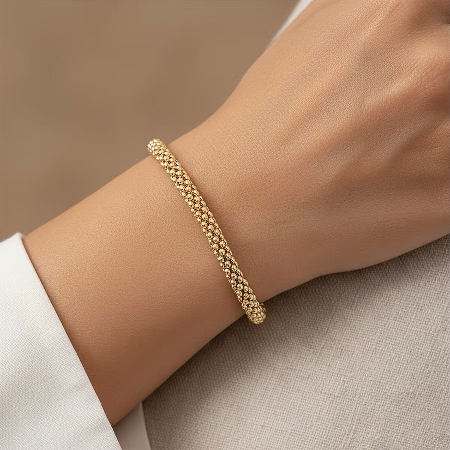 La Bella Italian Popcorn Chain Bracelet in 14K Yellow Gold Over Sterling Silver (8.00 In) 10.25 Grams