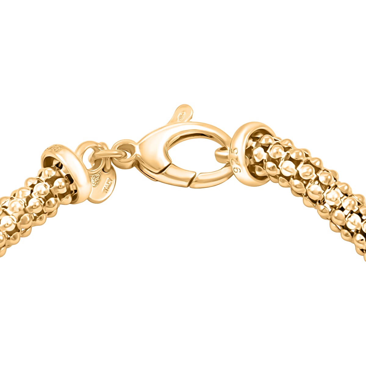 La Bella Italian Popcorn Chain Bracelet in 14K Yellow Gold Over Sterling Silver (8.00 In) 10.25 Grams image number 3